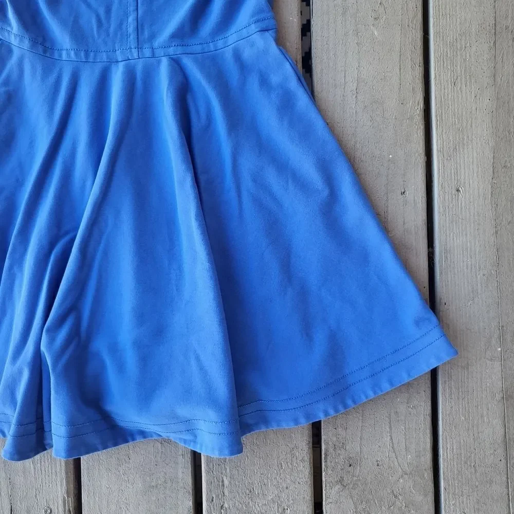 Diane von Furstenberg Blue Ivana Short-Sleeve Ponte Full-Skirt Dress Blue Size 8